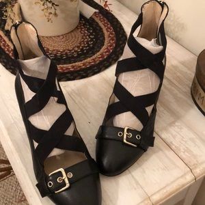 Nine West Black Patent Leather Strappy Booties